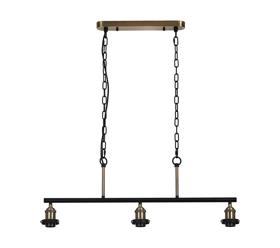 D1024AB  Dreifa Curved Linear Pendant (FRAME ONLY), 3 x E27, Antique Brass/Black
